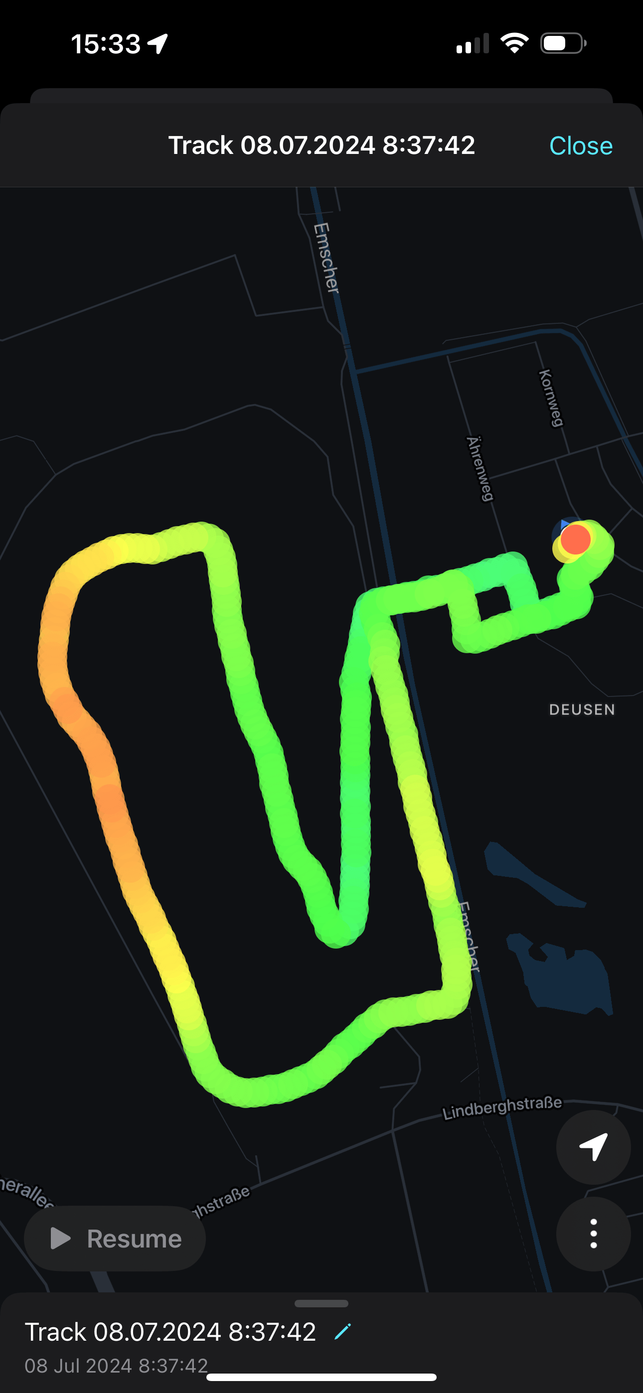 Kartierung mit Trackaufzeichnung und Heatmap der gemessenen Strahlung